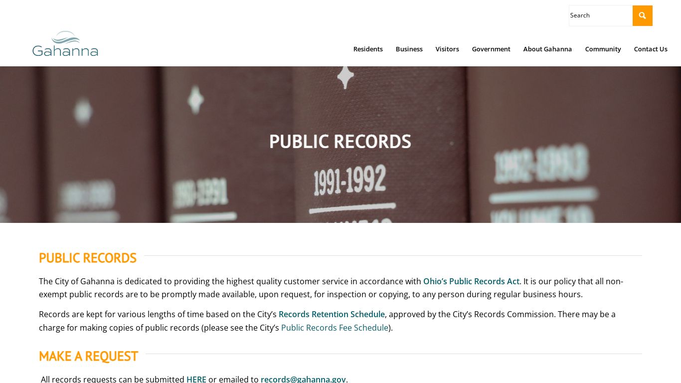 Public Records – City of Gahanna Ohio